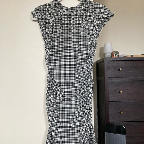Ganni Ruched Seersucker Checked Mini Dress, EU 32 (NWT) - Picture 2 of 5
